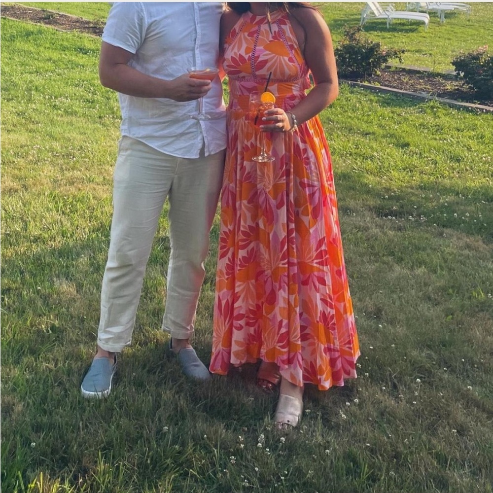Pink and Orange Maxi Dress